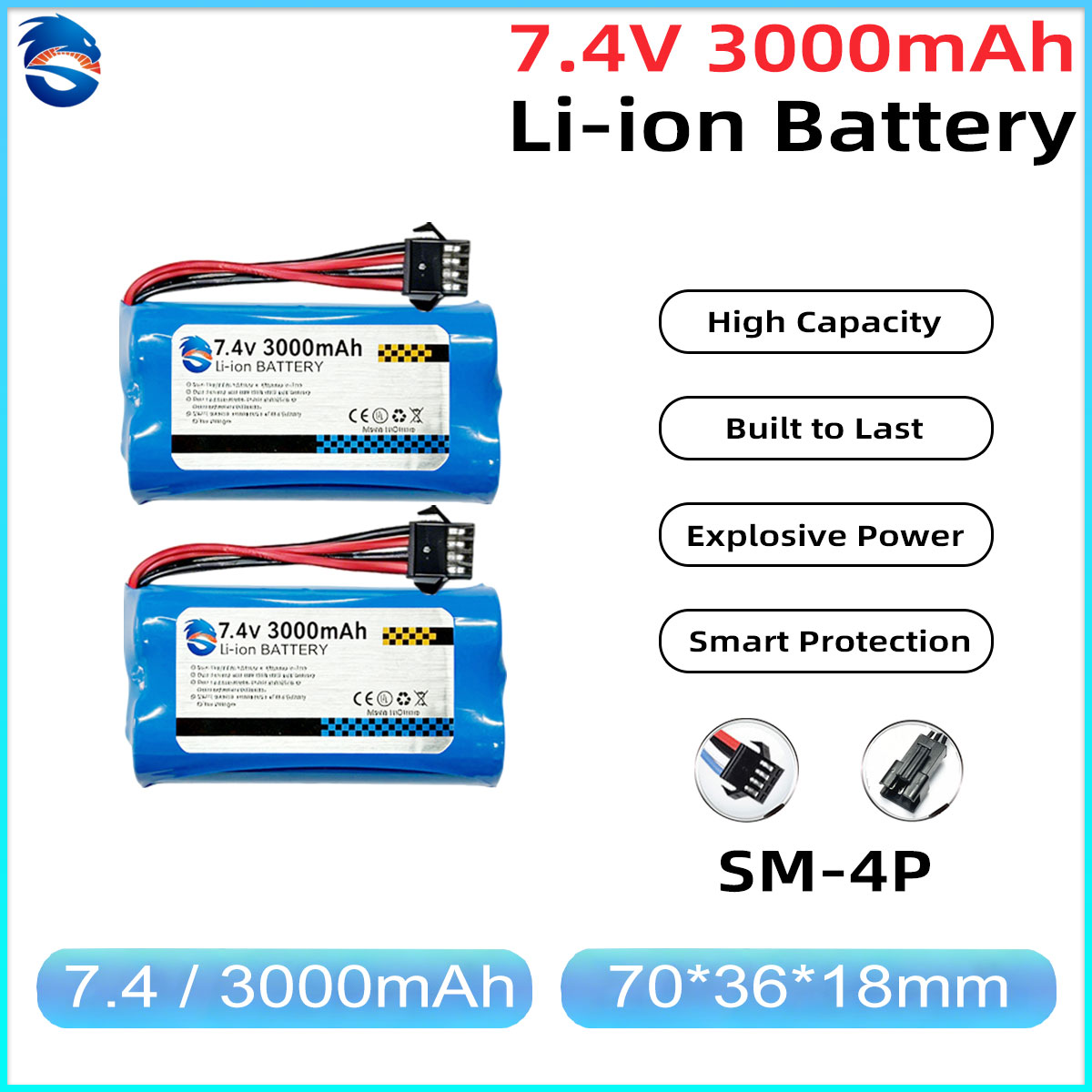 Rc Hobby Model - Skymaker 7.4V 3000mAh 2S Li-Ion Battery