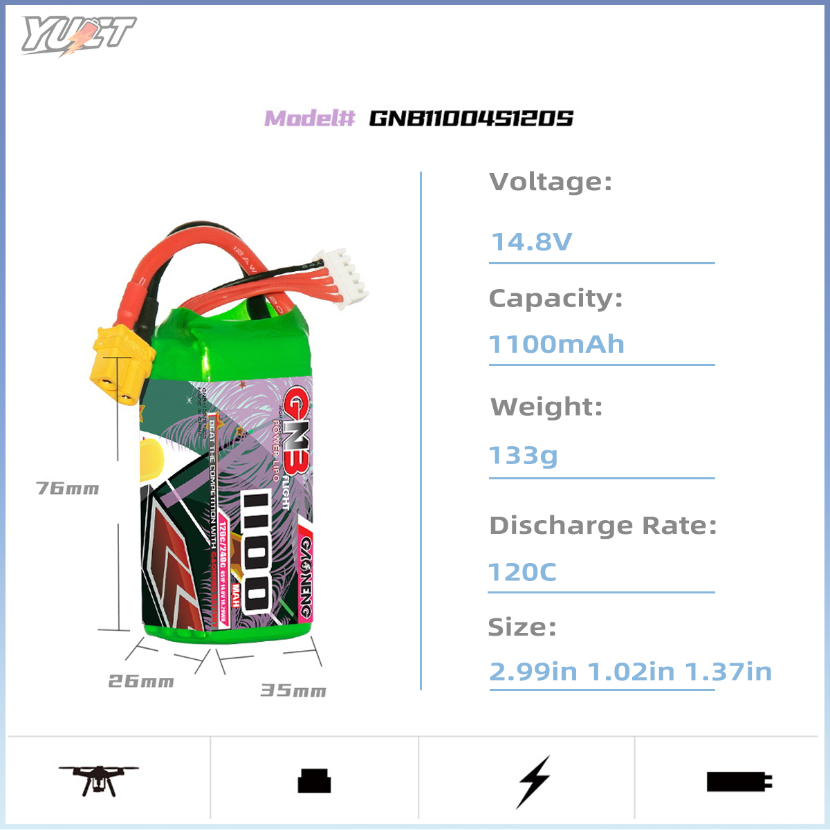 YUCT GNB 6S LiPo Battery 22.2V - Lipo Battery 4S 리뷰 및 가격