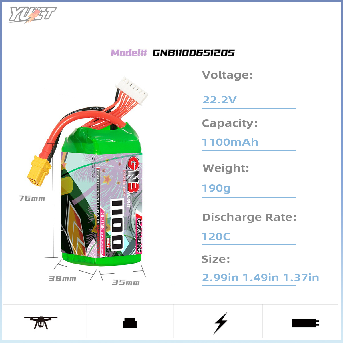 YUCT GNB 6S LiPo Battery 22.2V - Lipo Battery 4S 리뷰 및 가격